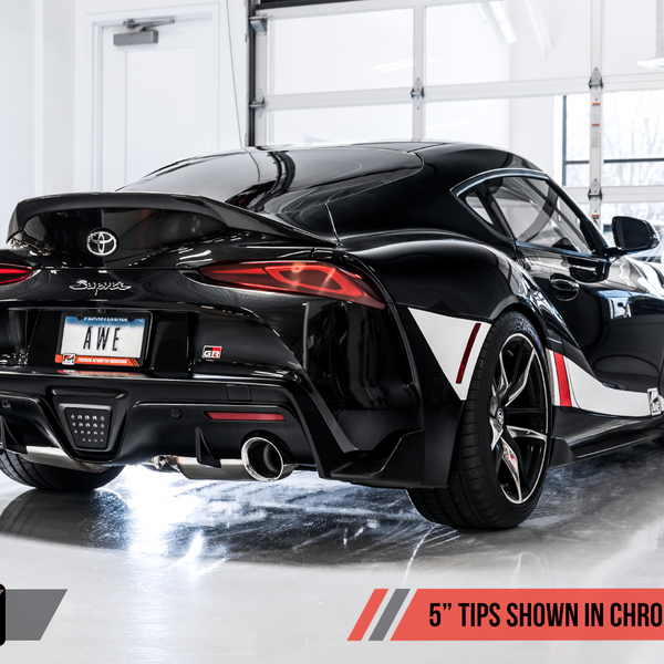 AWE Resonated Touring Edition Cat-Back Exhaust System - 5in Chrome Silver Tips - Toyota GR Supra A90 (2020+)