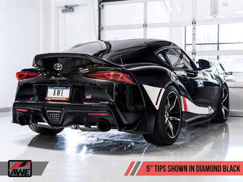 AWE Resonated Touring Edition Cat-Back Exhaust System - 5in Diamond Black Tips - Toyota GR Supra A90 (2020+)