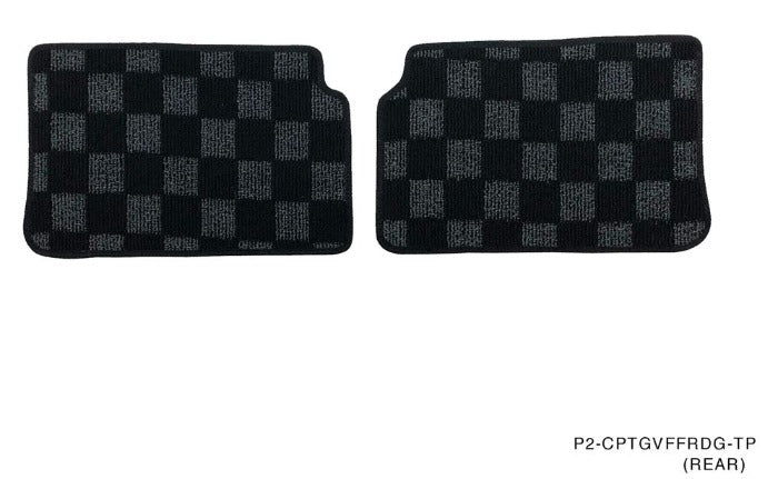 P2M Front & Rear Checkered Floor Mats - Subaru WRX & STI GVF (2011-2014) - P2-CPTGVFFRDG-TP