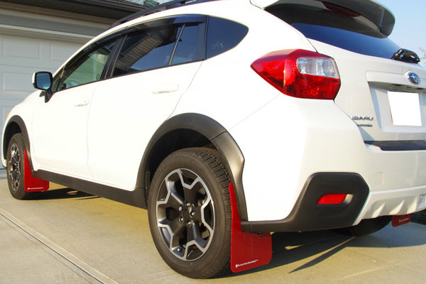 Rally Armor UR Red w/ White Logo Mud Flaps Set of 4 - Subaru XV Crosstrek (2013-2017)