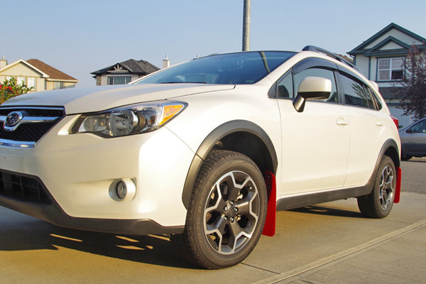 Rally Armor UR Red w/ White Logo Mud Flaps Set of 4 - Subaru XV Crosstrek (2013-2017)