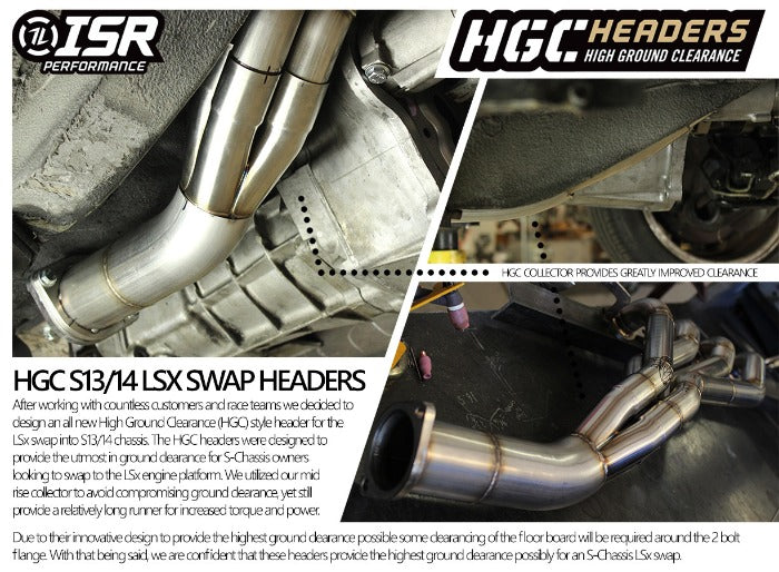 IS-SSHD-240LS - ISR High Ground Clearance (HGC) LS Swap Manifold Headers - Nissan 240sx S13 S14 (1989-1998) - 1 3/4"