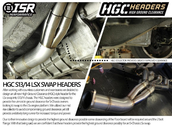 ISR Performance High Ground Clearance (HGC) LS Swap Manifold Headers - Nissan 240sx S13 S14 (1989-1998) - 1 3/4"