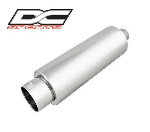 DC Sports Round Bolt-On Stainless Steel Muffler w/ Tip - 2.25" Inlet 3.75" Outlet Universal