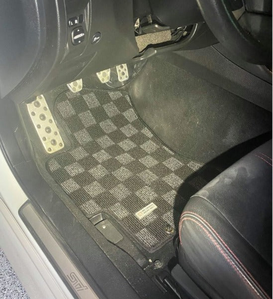 Phase 2 Motortrend (P2M) Front & Rear Checkered Carpet Floor Mats - Subaru WRX & STI GVF (2011-2014)