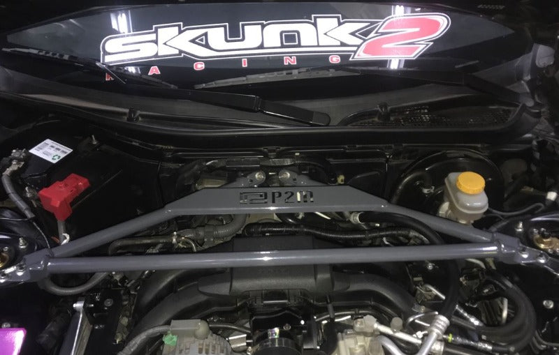 P2M Race Spec Aluminum 3pt Front Strut Tower Bar Brace - FR-S BRZ 86 GT86 - P2-3PFSTBGT86-SRE