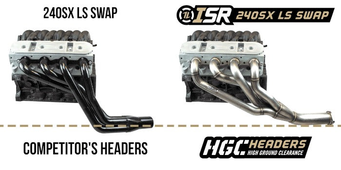 IS-SSHD-240LS - ISR High Ground Clearance (HGC) LS Swap Manifold Headers - Nissan 240sx S13 S14 (1989-1998) - 1 3/4"