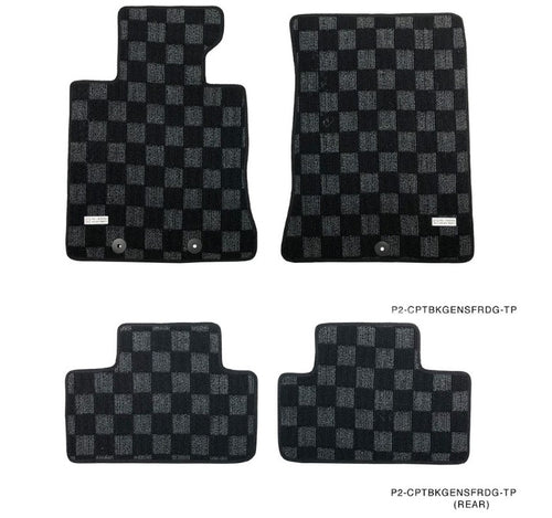 Phase 2 Motortrend (P2M) Front & Rear Checkered Carpet Floor Mats - Hyundai Genesis Coupe BK (2008-2012)