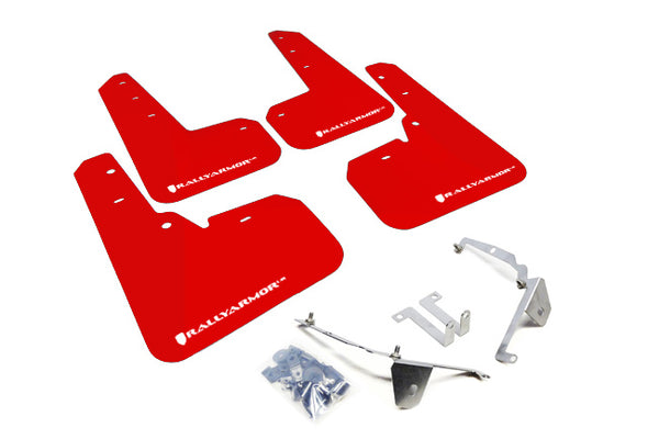 Rally Armor UR Red w/ White Logo Mud Flaps Set of 4 - Subaru XV Crosstrek (2013-2017)