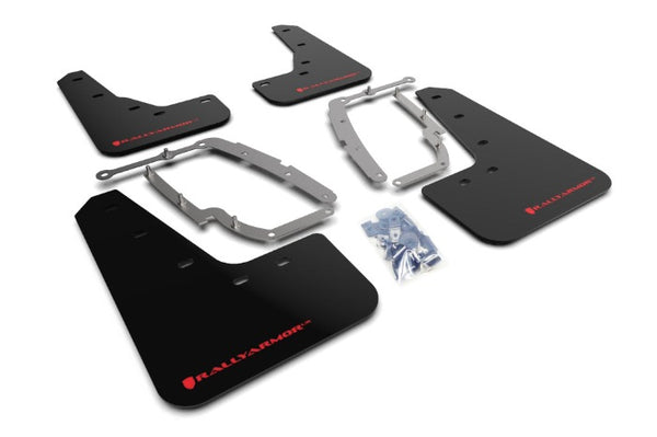 Rally Armor UR Black w/ Red Logo Mud Flaps Set - Tesla Model 3 (2017-2023)