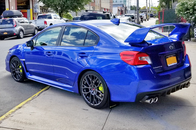 Rally Armor UR Black w/ Caliper Green Logo Mud Flaps Set of 4 - Subaru WRX & STI (2015-2021)