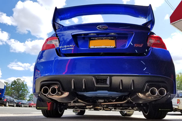 Rally Armor UR Black w/ Caliper Green Logo Mud Flaps Set of 4 - Subaru WRX & STI (2015-2021)