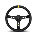 MOMO Race Mod .07 Steering Wheel - 350MM - Black Suede / Brushed Black Anodized / Single Yellow Stripe
