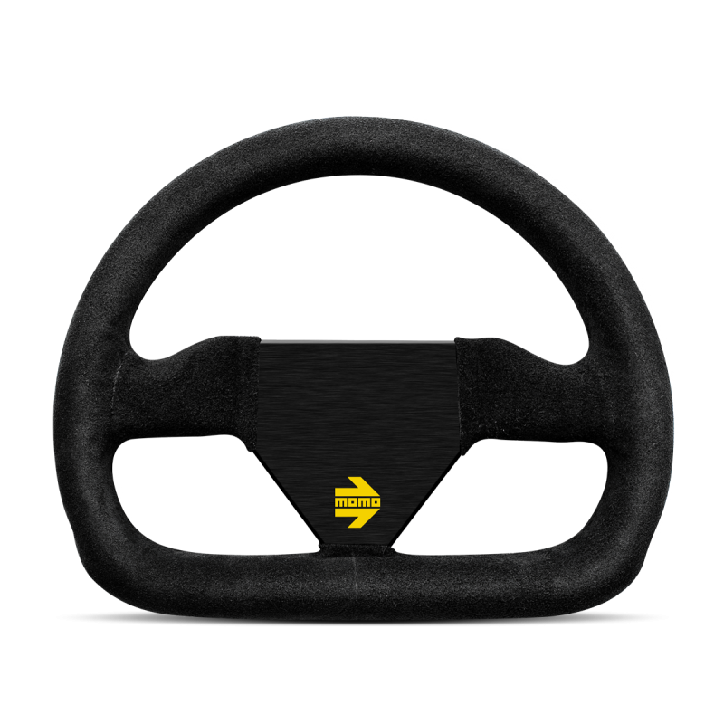 MOMO Racing Mod. 12 Steering Wheel - 250MM - Black Suede / Brushed Black Anodized