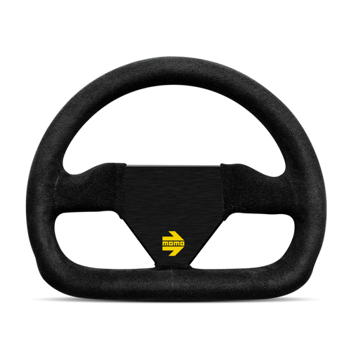 MOMO Racing Mod. 12 Steering Wheel - 250MM - Black Suede / Brushed Black Anodized
