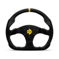 MOMO Race Mod .30 Steering Wheel - 320MM - Black Suede / Brushed Black Anodized / Yellow Stripe