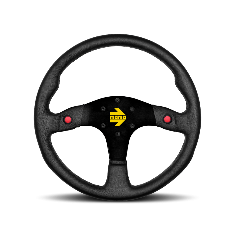 MOMO Race Mod .80 Steering Wheel - 350MM - Black Leather / Brushed Black Anodized