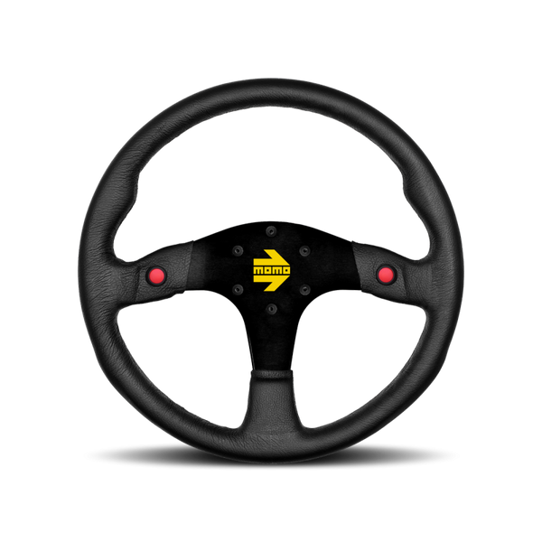 MOMO Race Mod .80 Steering Wheel - 350MM - Black Leather / Brushed Black Anodized