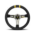 MOMO Racing Mod. Drift - 330MM - Black Suede / Brushed Anthracite Anodized / Dual Yellow Stripes