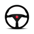 MOMO Montecarlo Steering Wheel - 350MM - Black Alcantara / Red Stitching