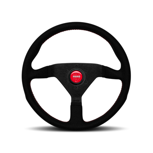 MOMO Montecarlo Steering Wheel - 320MM - Black Alcantara / Red Stitching