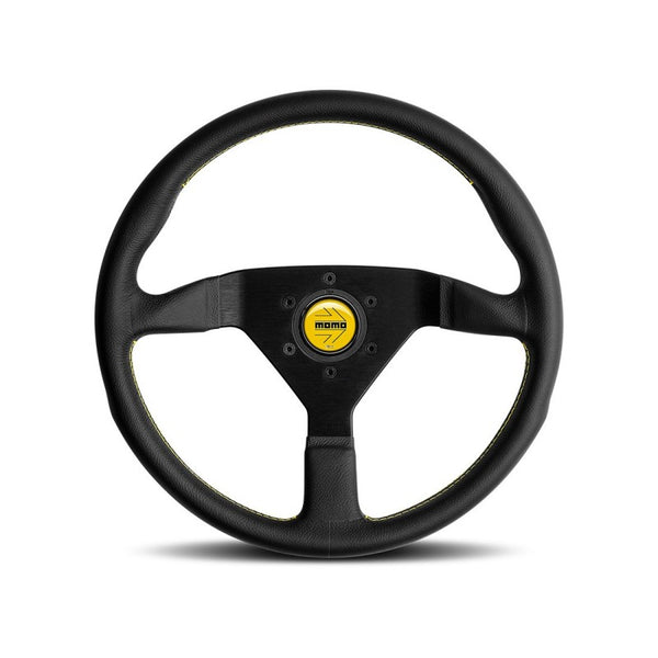 MOMO Montecarlo Steering Wheel - 350MM - Black Leather / Yellow Stitching