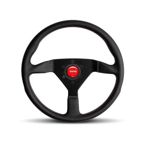 MOMO Montecarlo Steering Wheel - 320MM - Black Leather / Red Stitching