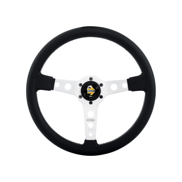 MOMO PROTOTIPO Steering Wheel - 350MM - Black Leather / Brushed Aluminum