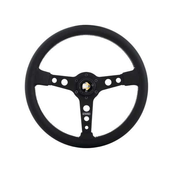 MOMO PROTOTIPO Steering Wheel - 370MM - Black Leather / Brushed Black Anodized