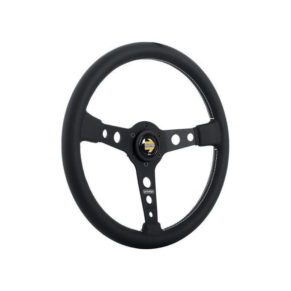 MOMO PROTOTIPO Steering Wheel - 350MM - Black Leather / Brushed Black Anodized
