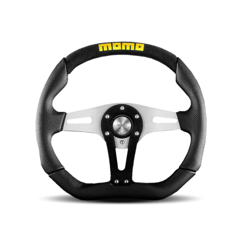MOMO Trek Steering Wheel - 350MM - Black Leather / Black Suede