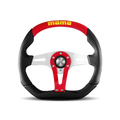 MOMO Trek Steering Wheel - 350MM - Black Leather / Red Suede