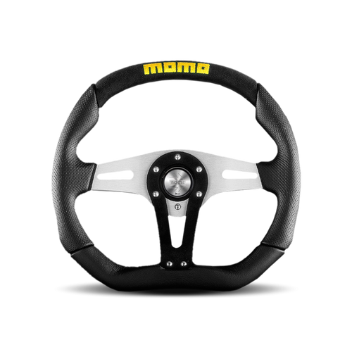 MOMO Trek Steering Wheel - 350MM - Black Leather / Black Suede