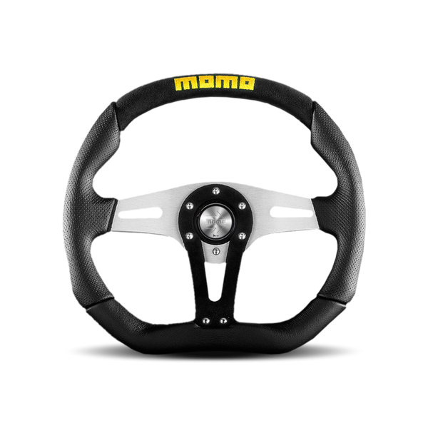 MOMO Trek Steering Wheel - 350MM - Black Leather / Black Suede