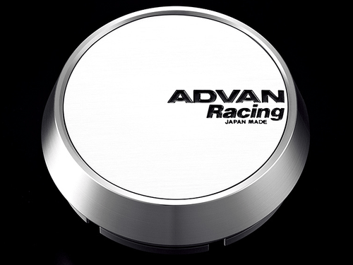 Advan Racing Center Cap - 73MM Bore - Middle / Medium Type - White / Silver Alumite