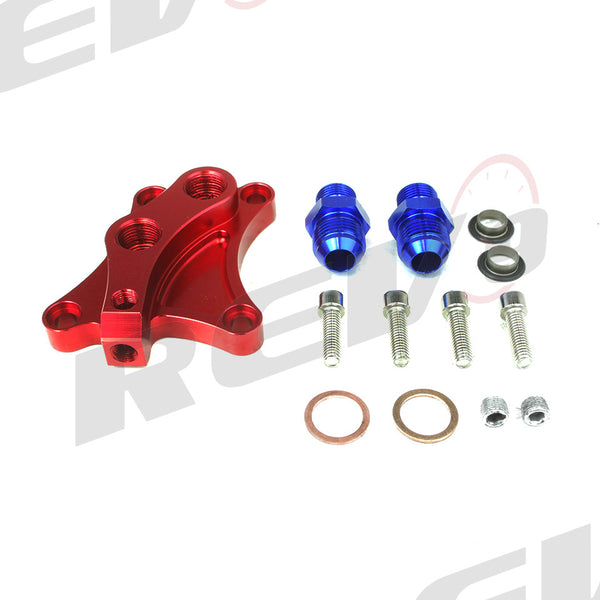 REV9 Aluminum Oil Block Adaptor - Nissan SR20DET S13 S14 S15 240SX