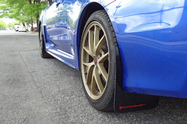 Rally Armor UR Black w/ Hyper Blue Logo Mud Flaps Set of 4 - Subaru WRX & STI (2015-2021)
