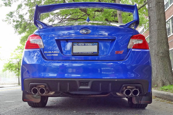 Rally Armor UR Blue w/ White Logo Mud Flaps Set of 4 - Subaru WRX & STI (2015-2021)