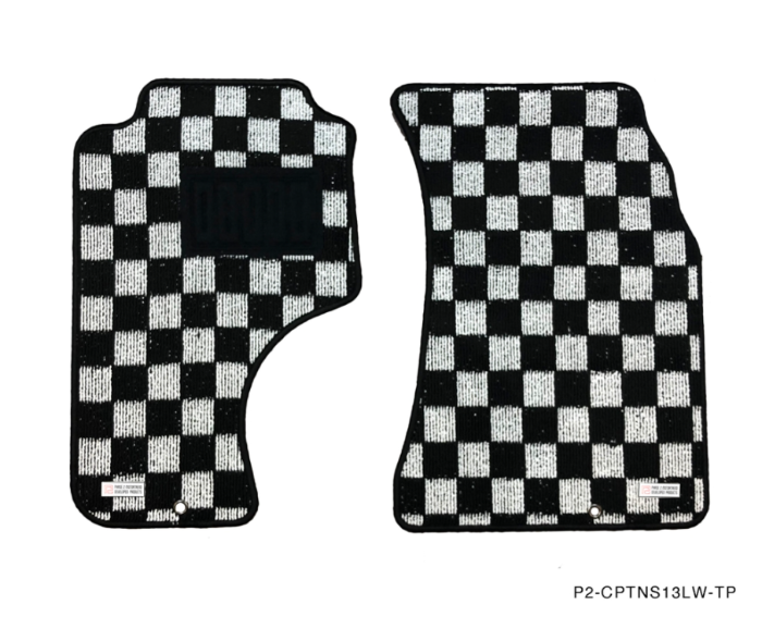 P2M Checkered Floor Mats (Light White) - Nissan 240SX S13 (1989-1994) - P2-CPTNS13LW-TP