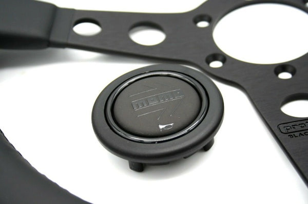 MOMO PROTOTIPO Black Edition Steering Wheel - 350MM - Black Leather / Brushed Black Anodized