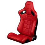 BRAUM Racing Elite-X Series Reclining Bucket Seats Pair - Red Komodo Leather / Black Stitching - Universal