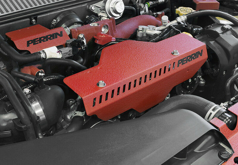 Perrin Performance RED Pulley / Alternator Cover - Subaru WRX (2002-2014)