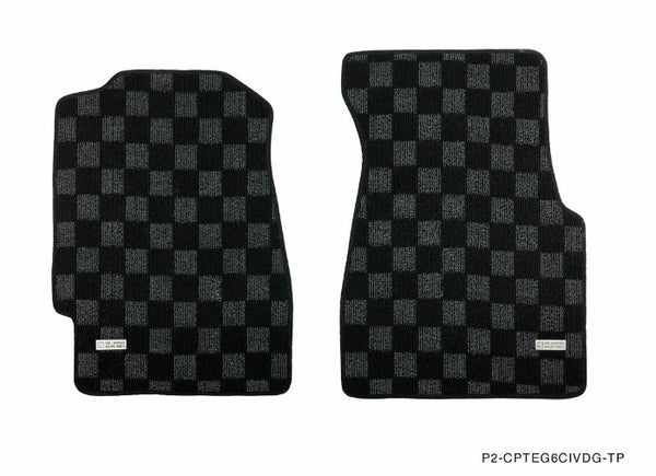 Phase 2 Motortrend (P2M) Checkered Flag Race Standard Carpet Floor Mats - Honda Civic EG6 Hatch CRX