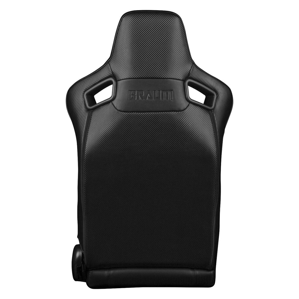 BRAUM Racing Elite-X Series Reclining Bucket Seats Pair - Black Komodo Leather / Black Stitching - Universal