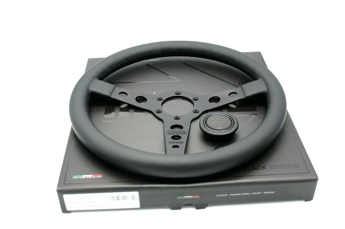 MOMO PROTOTIPO Black Edition Steering Wheel - 350MM - Black Leather / Brushed Black Anodized