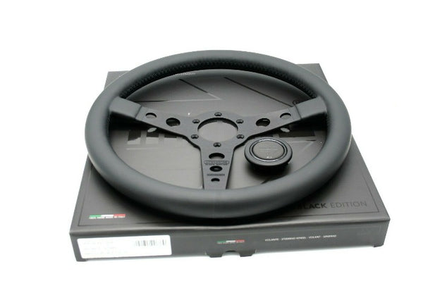 MOMO PROTOTIPO Black Edition Steering Wheel - 350MM - Black Leather / Brushed Black Anodized
