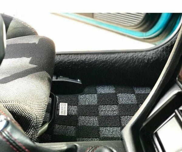 Phase 2 Motortrend (P2M) Checkered Flag Race Standard Carpet Floor Mats - Honda Civic EG6 Hatch CRX