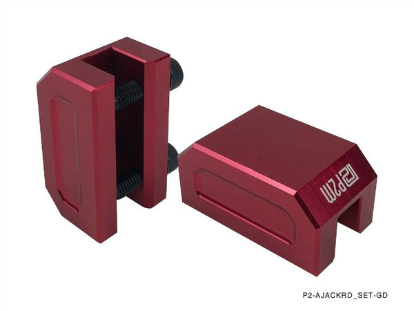 Phase 2 Motortrend (P2M) Red Aluminum Frame Rail Jack Adapters Set - Universal