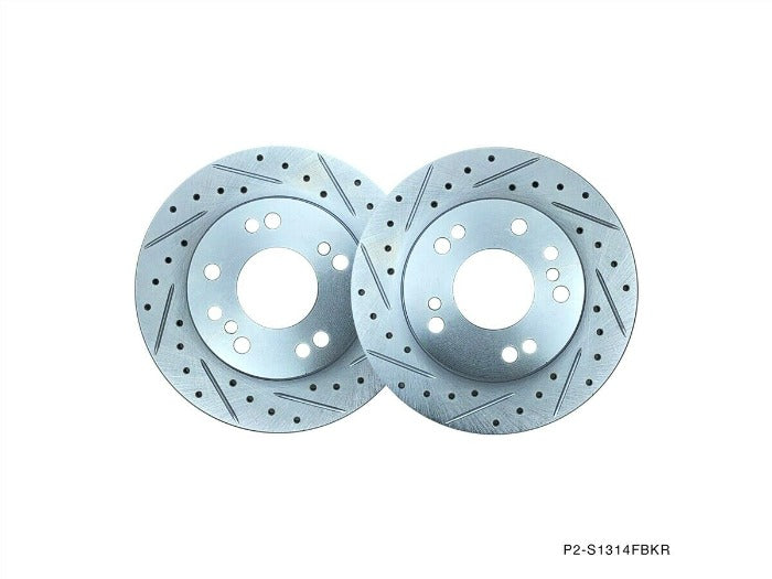 P2M Slotted & Drilled Front Brake Rotors - Nissan 240sx (1989-1998)