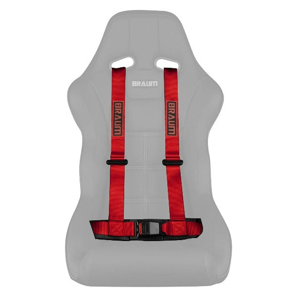 BRAUM Racing 4 Point 2" Strap Racing Single Harness - Red